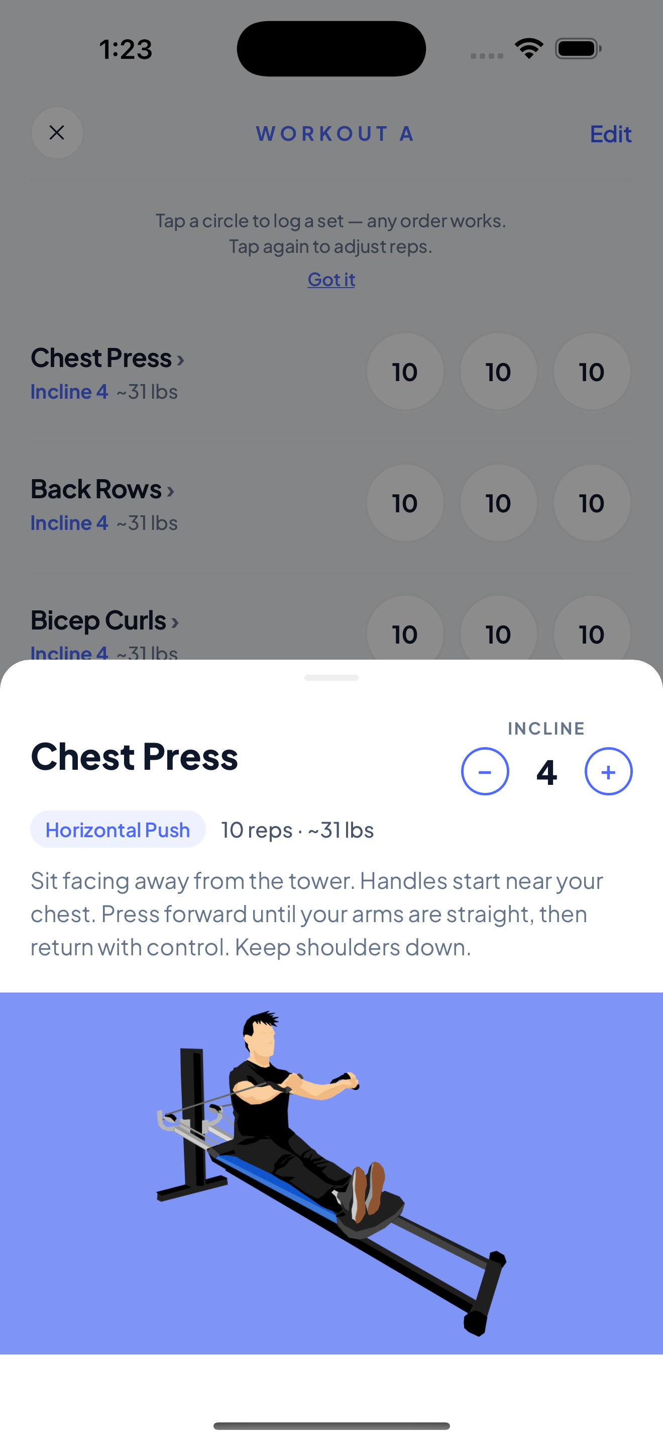 SLED Chest Press exercise detail